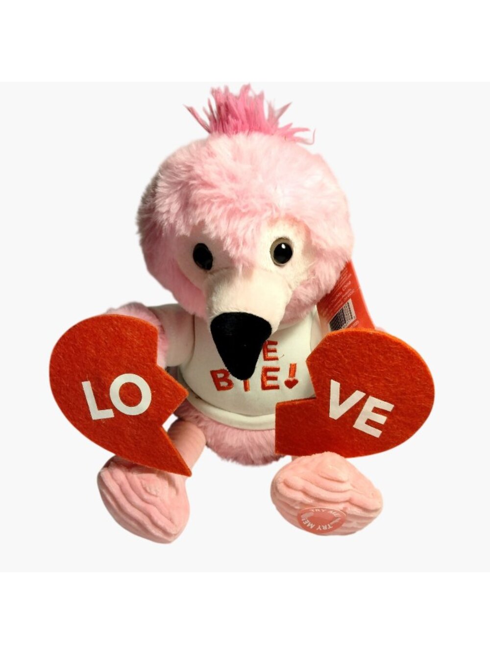 Holiday Home Animated Pink Flamingo Plush Singing Bye Bye Bye Broken Heart